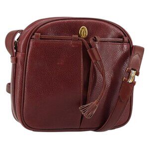 Authentic CARTIER Must Line Shoulder Bag Leather Bordeaux Gold